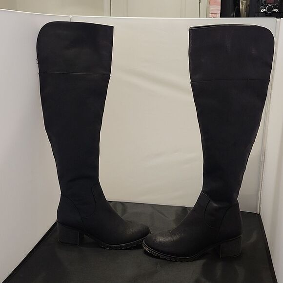 SO BY KOHL'S EXTRA WIDE CALF STACKED HEEL OVER THE KNEE BOOTS - Picture 5 of 14